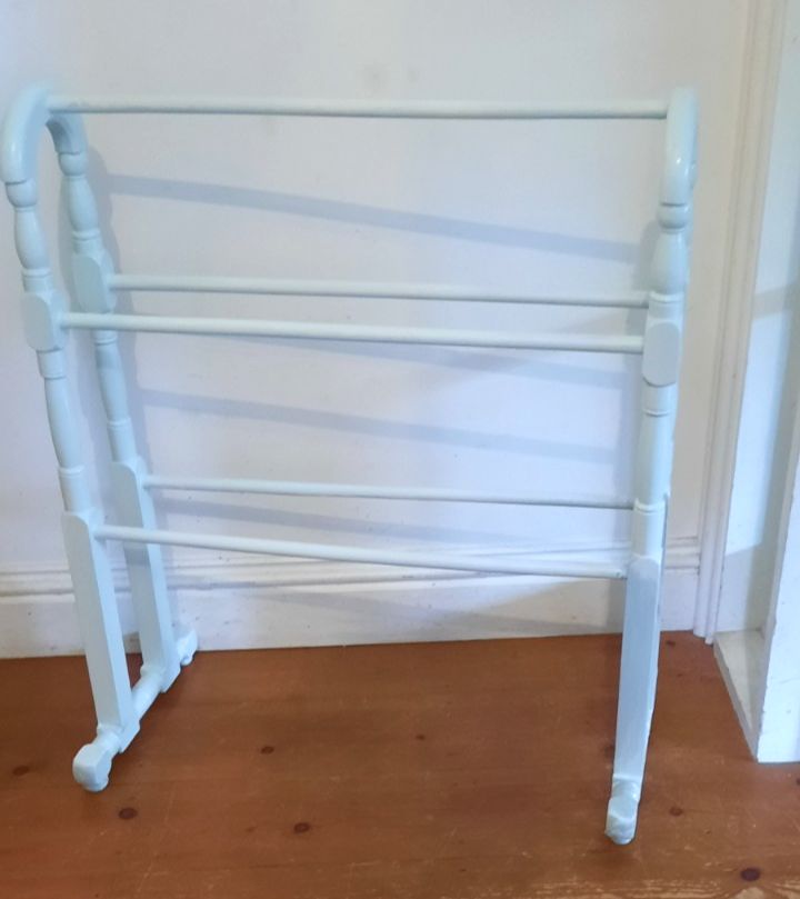 Vintage Victorian 5 Rod Freestanding Wooden Towel Rail photo furniture
