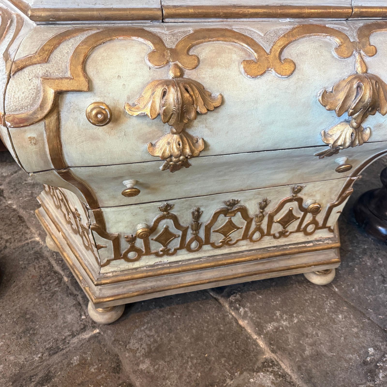 An Original Baroque Lacquered And Gilt Wood And Marble Venetian Chest Of Drawers photo Furniture
