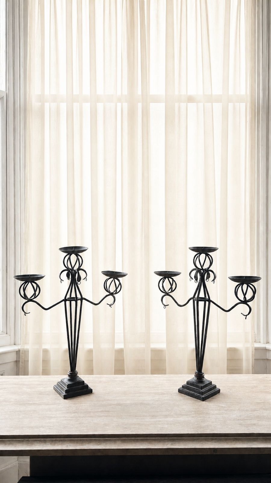 Wrought Iron 1980s Tall Candelabras (Set Of 2)