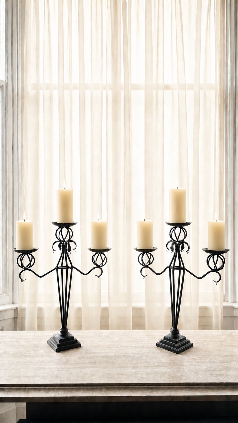 Wrought Iron 1980s Tall Candelabras (Set Of 2) photo for sale