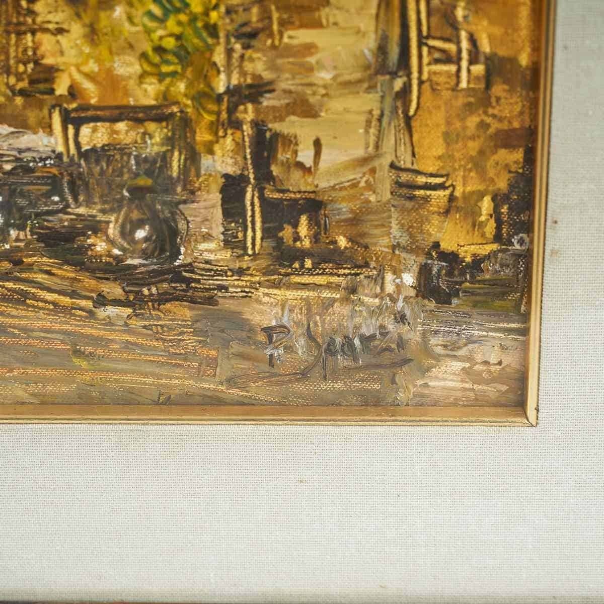 Oil On Canvas City View With Golden Frame, By Paola Sgarzi photo furniture