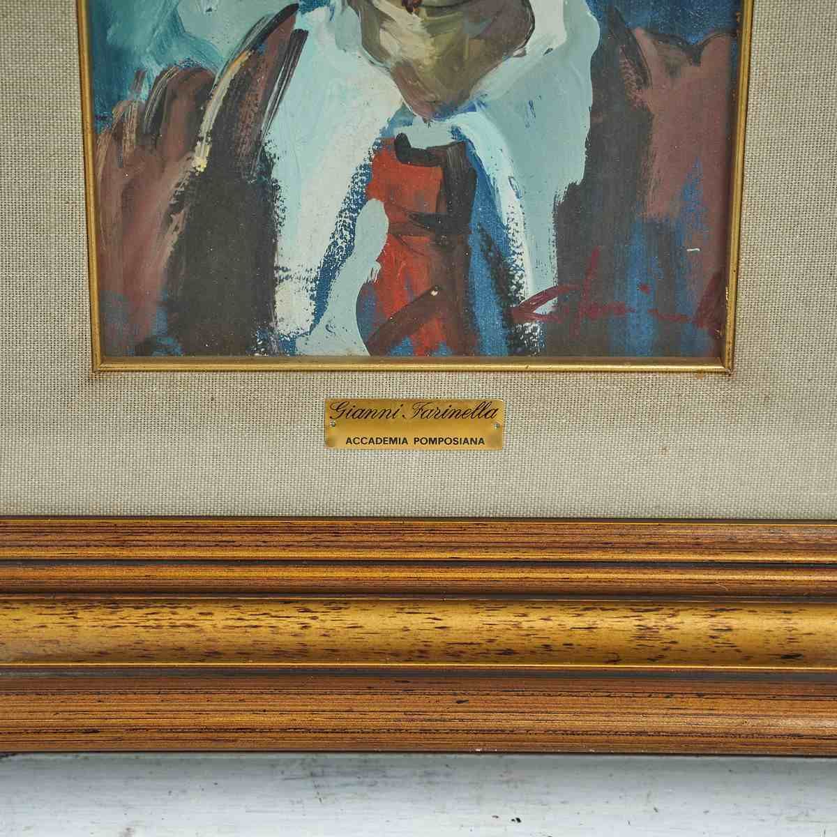 Oil On Canvas The Attention Of Gianni Farinella, Pomposian Academy. photo furniture