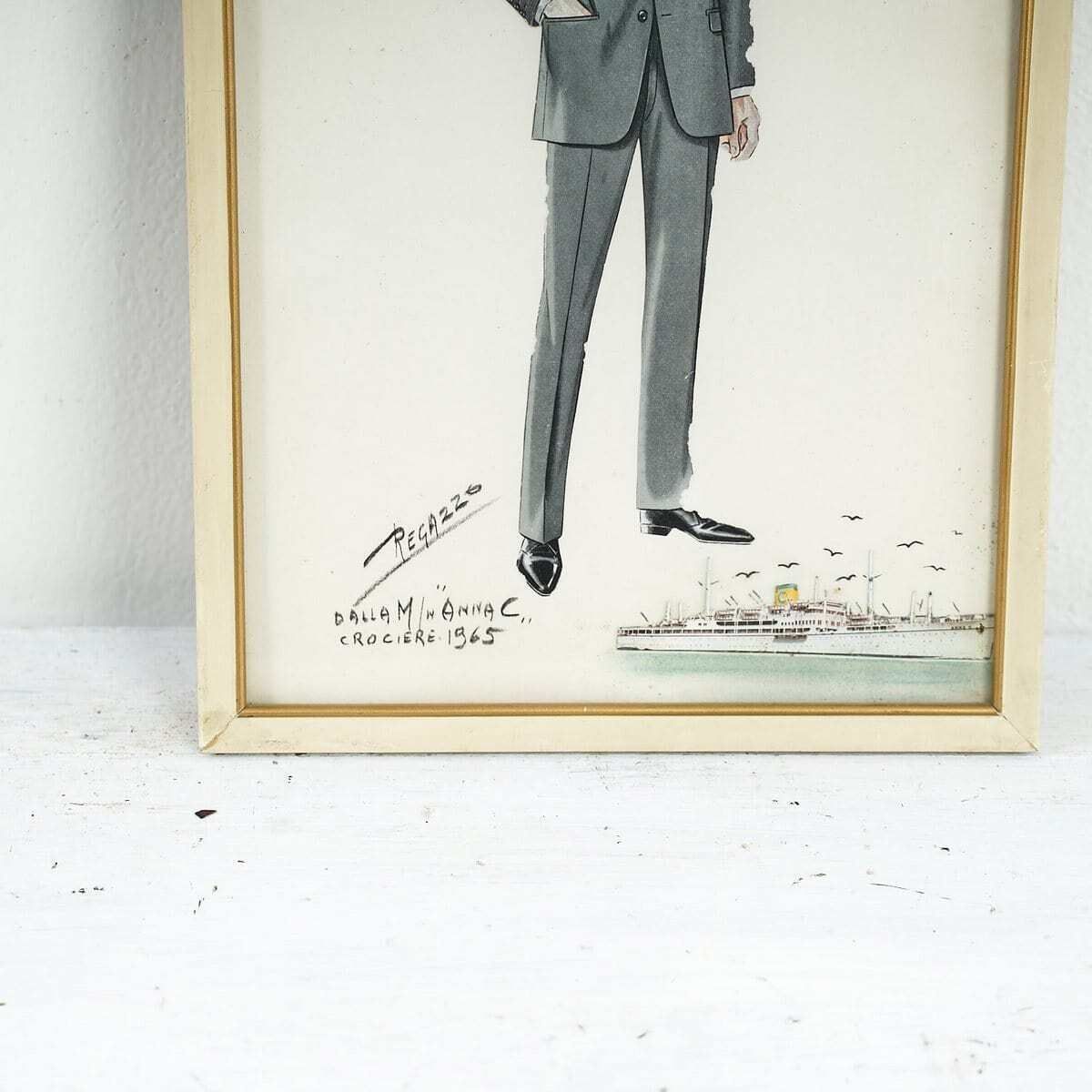 Caricature Signed Regazzo Of 1965. photo furniture