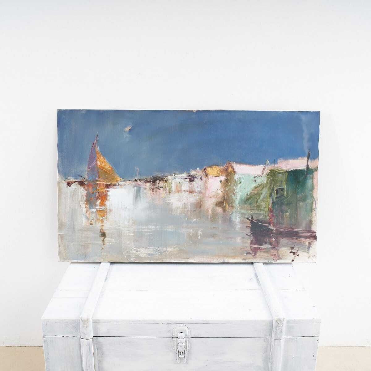 Oil On Canvas High Quality Artisan Marine Fresco By Renzo Piccoli.