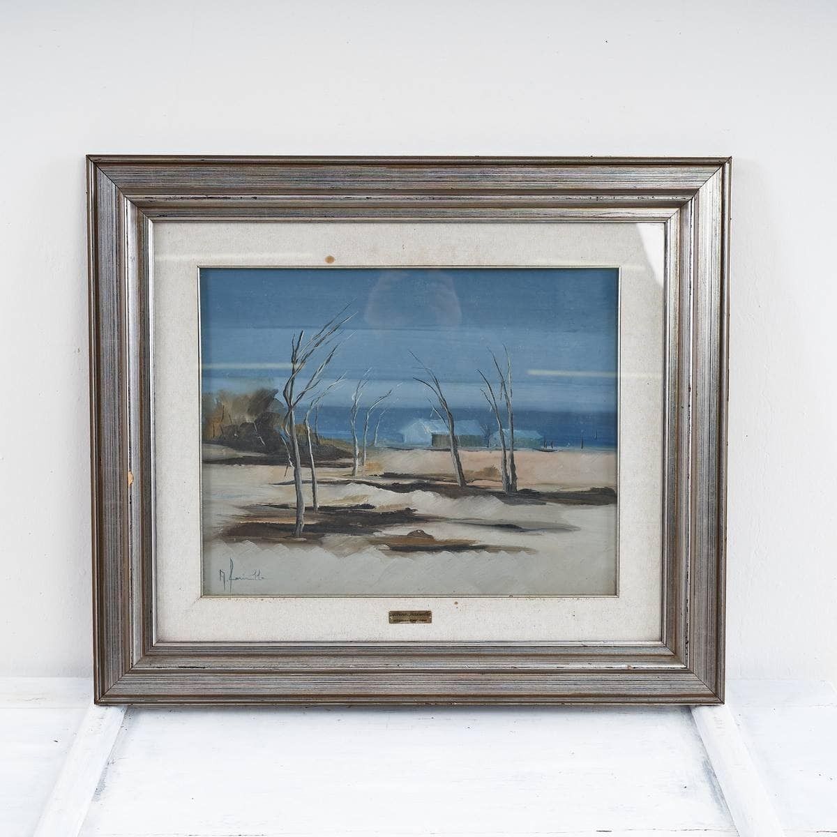 Oil On Canvas Beach By A. 70s Farinella – Pomposa Exhibition.