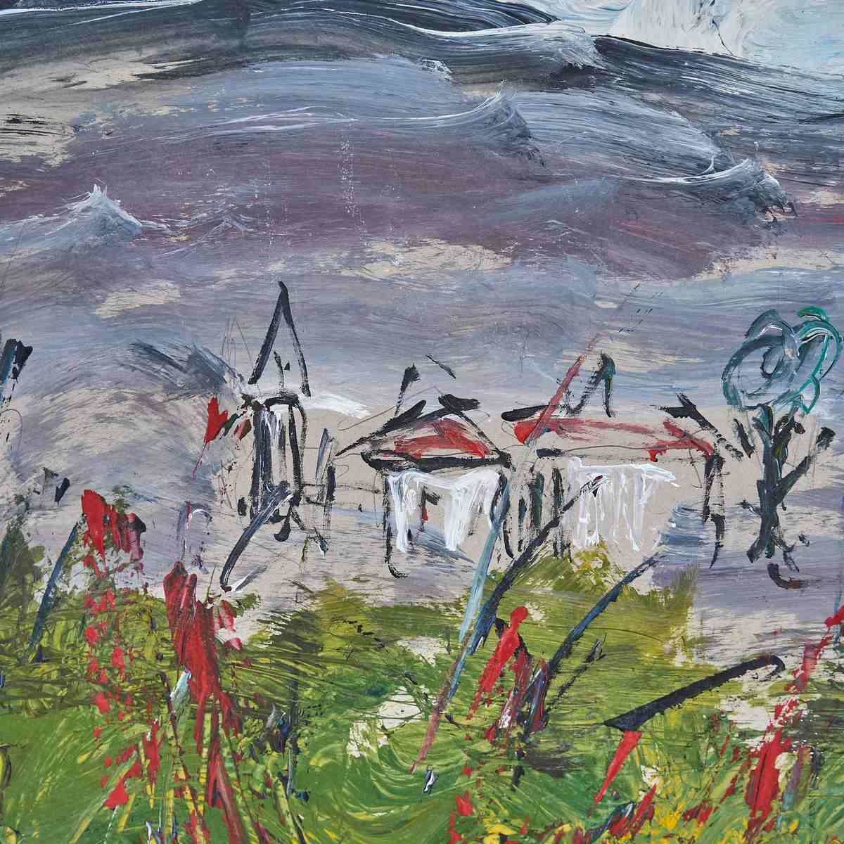 Oil On Cardboard Abstract Vibrating Landscape By Giovanni Lovetti, Painter Born In Ferrara. photo for sale