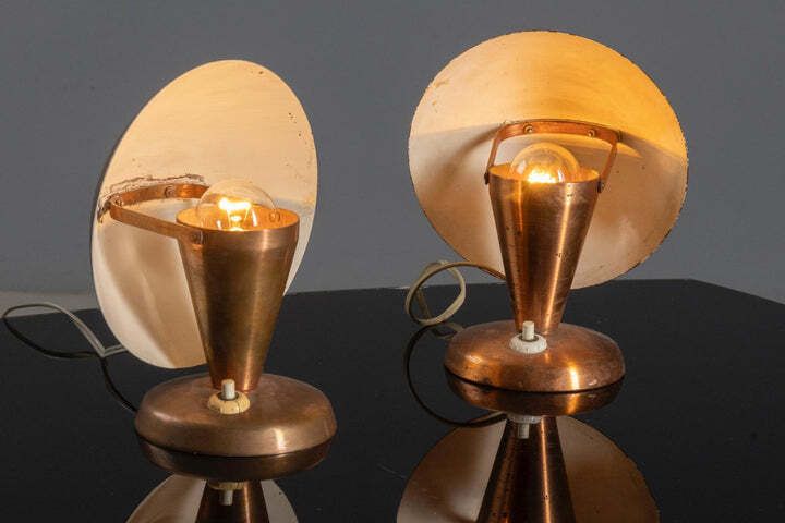 Table Lamps, Mid Century Copper Mushroom Shape, Vladimír Havel Kovona, 1960s, Czechoslovakia photo for sale