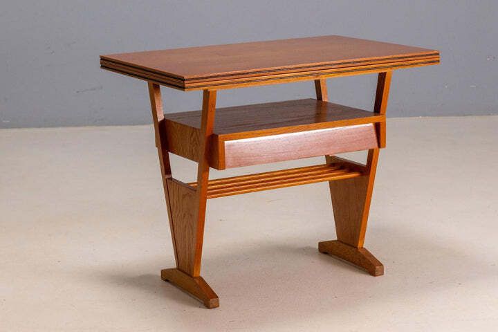 Salontafel, Mid Century, Uitklapbaar Blad Met Lade, Jaren 1960–1970, Tsjecho Slowakije photo for sale