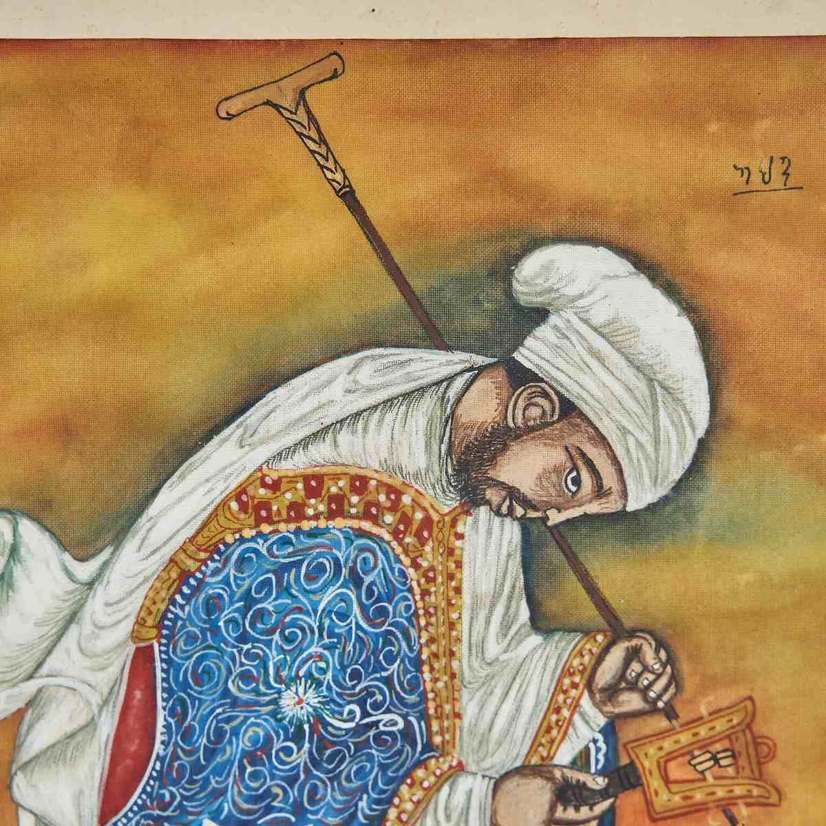 Refined Antique Illustration With Figure In Blue, 1970s photo for sale
