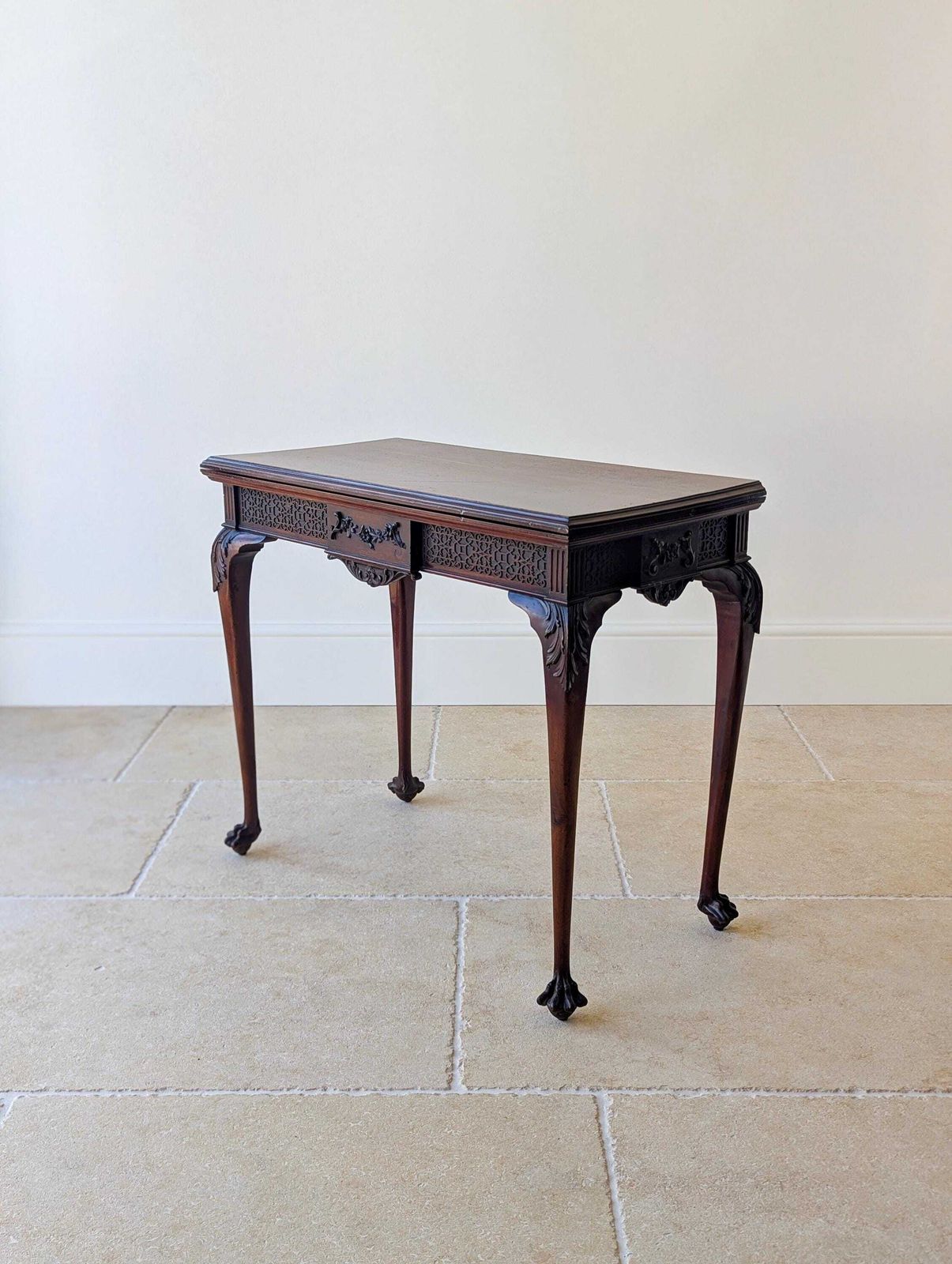 photo buy Antique Edwardian Mahogany Fold Over Card Table C.1900