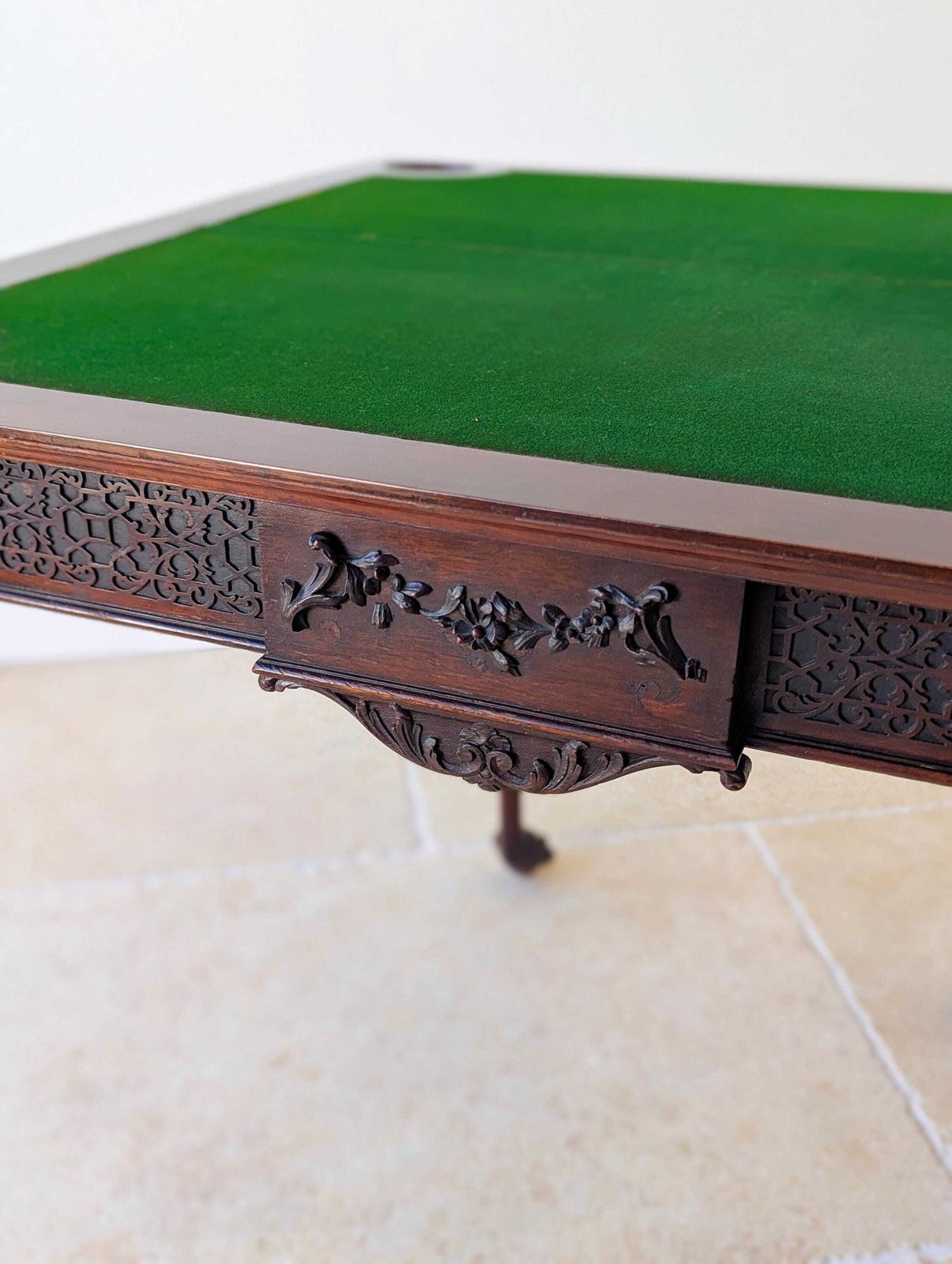 photo vintage Antique Edwardian Mahogany Fold Over Card Table C.1900
