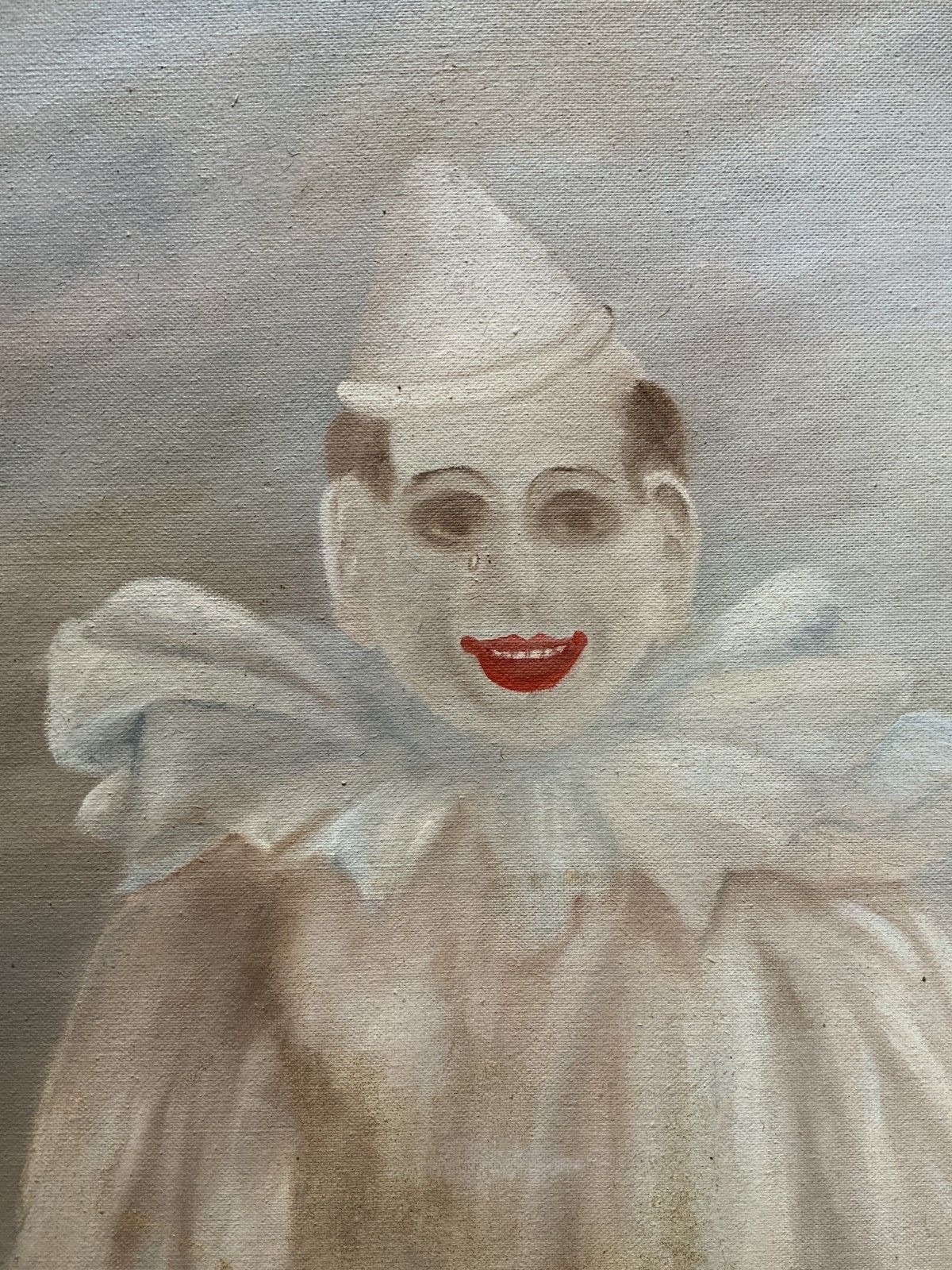 photo furniture Large Circus Clown Portrait Painting Original Vintage 20th Century