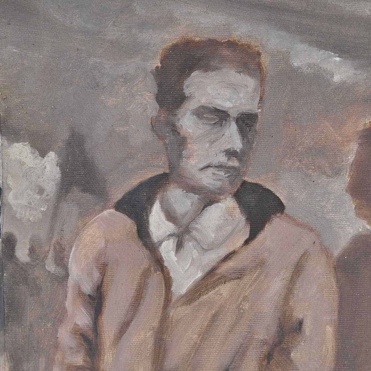 Oil Painting On Vintage Canvas With Artistic Photomontage, 1980s photo Art