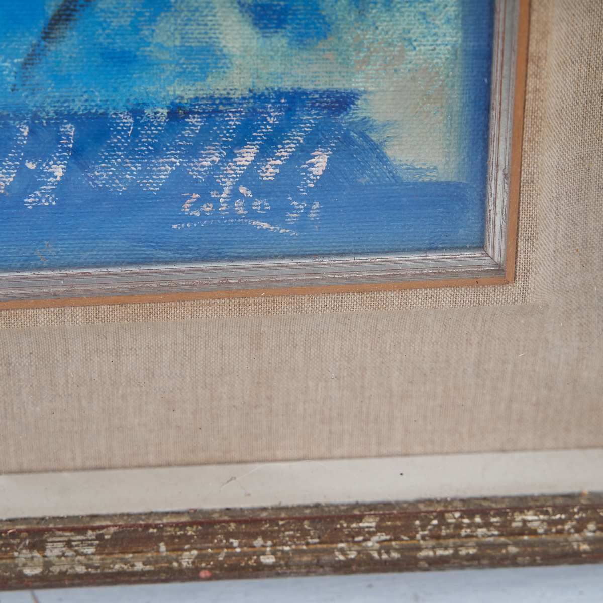Expressionist Oil On Canvas With Vintage Frame, 1970s – 1980s photo furniture