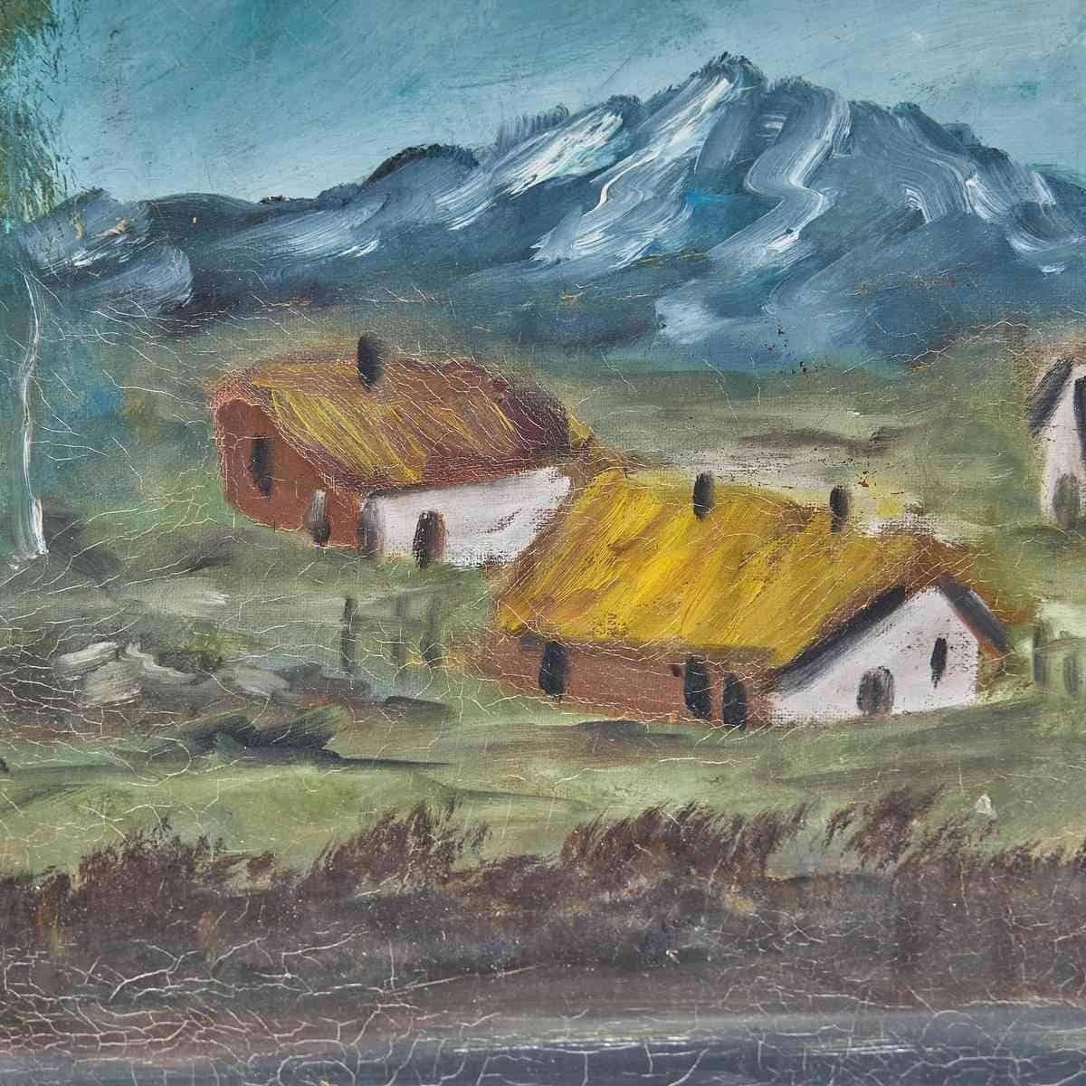 Oil Painting On Canvas Rural Landscape Oil Painting On Canvas, 1940s – 1950s photo furniture