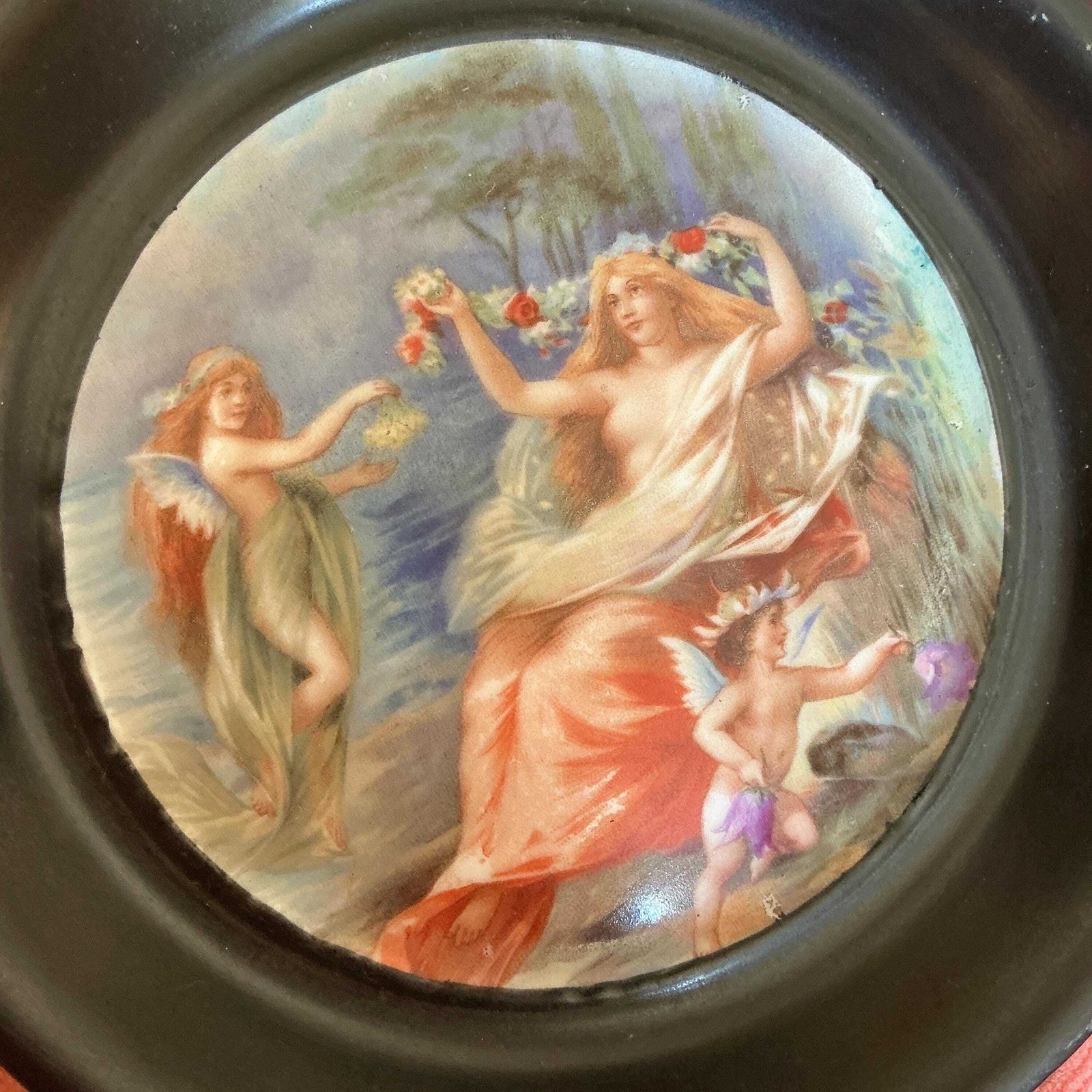 Victorian Fairy Paintings On Porcelain. Wall Plaques Pair, Royal Vienna Style. photo 78.0