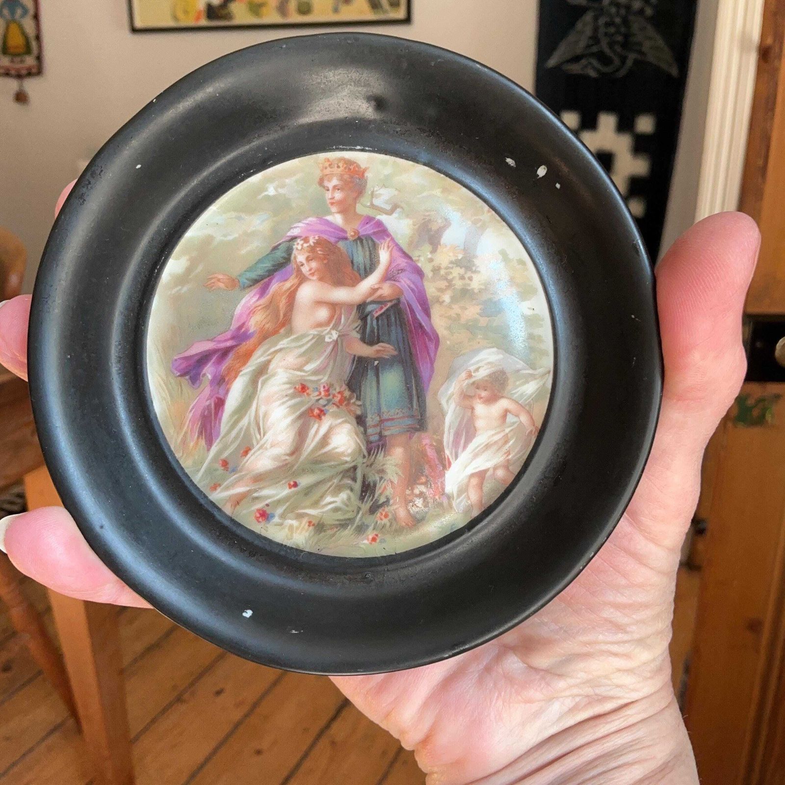 Victorian Fairy Paintings On Porcelain. Wall Plaques Pair, Royal Vienna Style. photo vinterior
