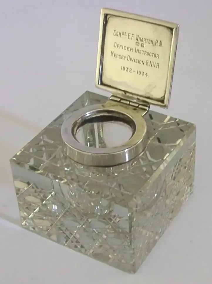 Military Sterling Silver Royal Navy Inkwell Mersey Division 1935 Liverpool photo for sale