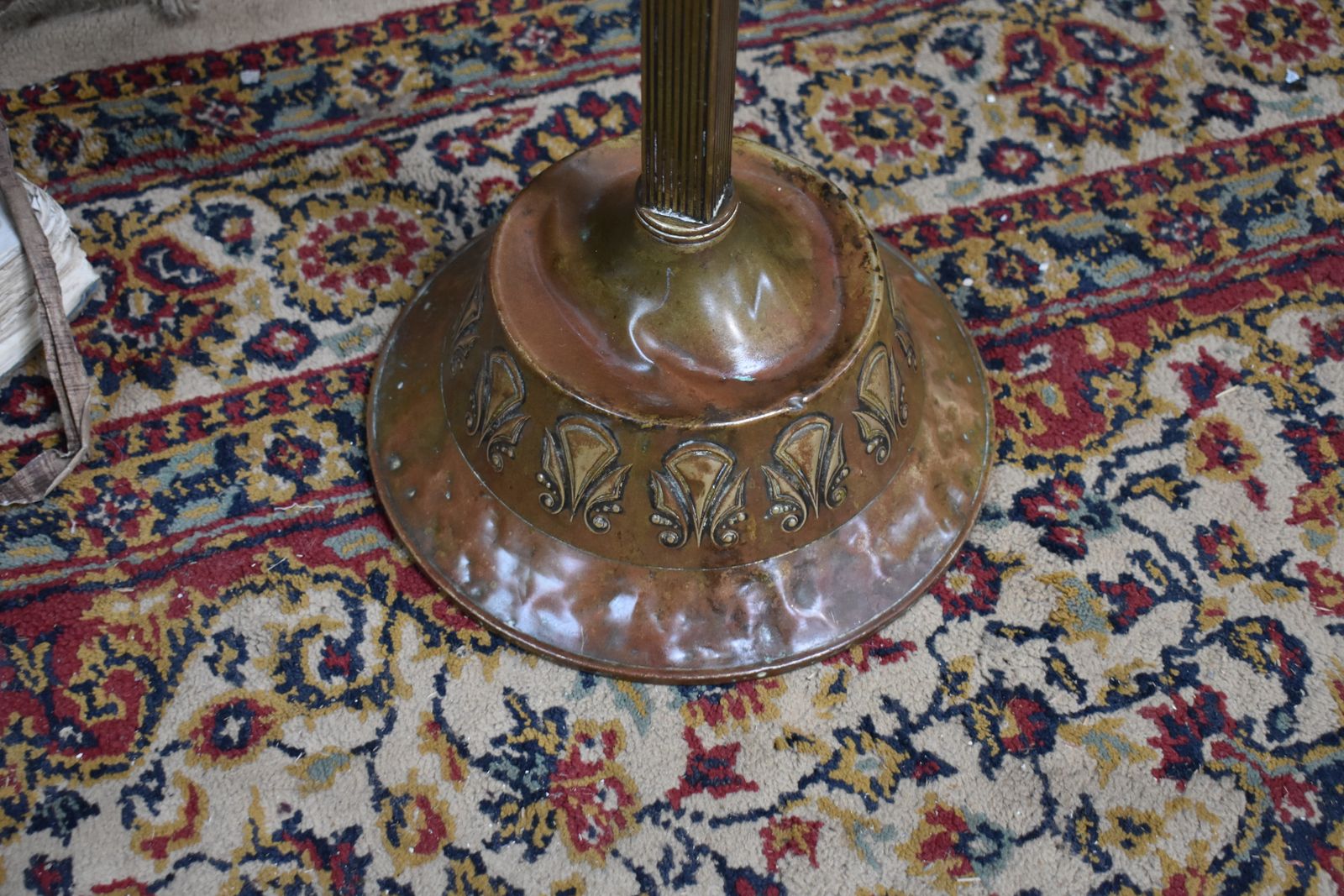 Antique Royal Daalderop Holland Kmd Repousse Brass Column Jardiniere Plant Stand photo Home Decor