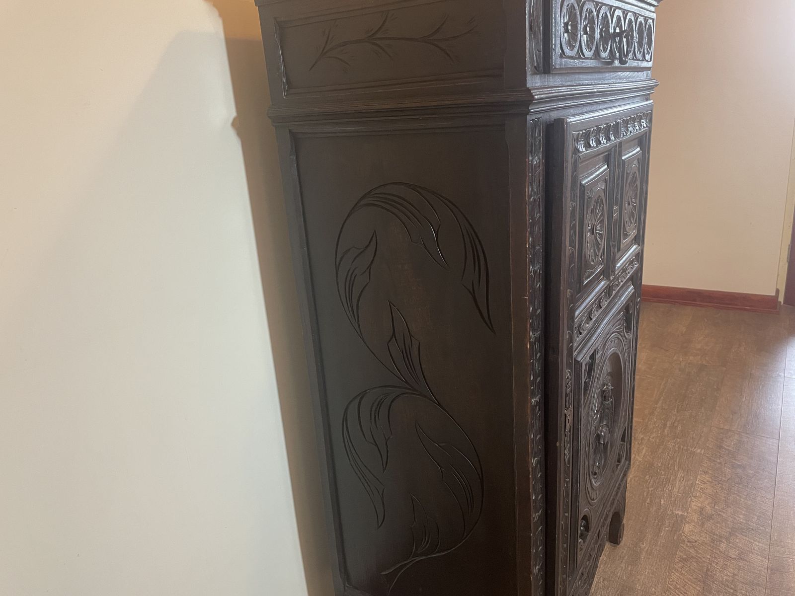 Antique French 20th Century Ornately Carved Housekeeper’s / Kitchen Food Cupboard photo furniture