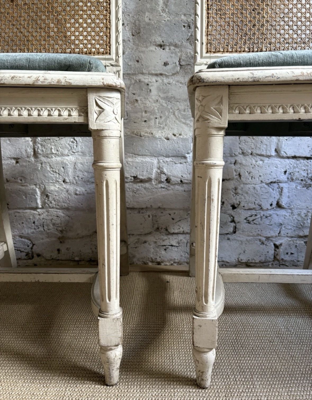 Pair Of French Painted Rattan Chairs photo vintage