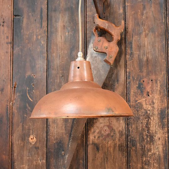 Vintage Industrial Salvaged Aged Copper Shade Rewired Pendant Dowlight