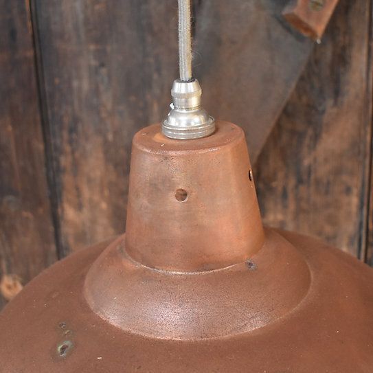 Vintage Industrial Salvaged Aged Copper Shade Rewired Pendant Dowlight photo vinterior