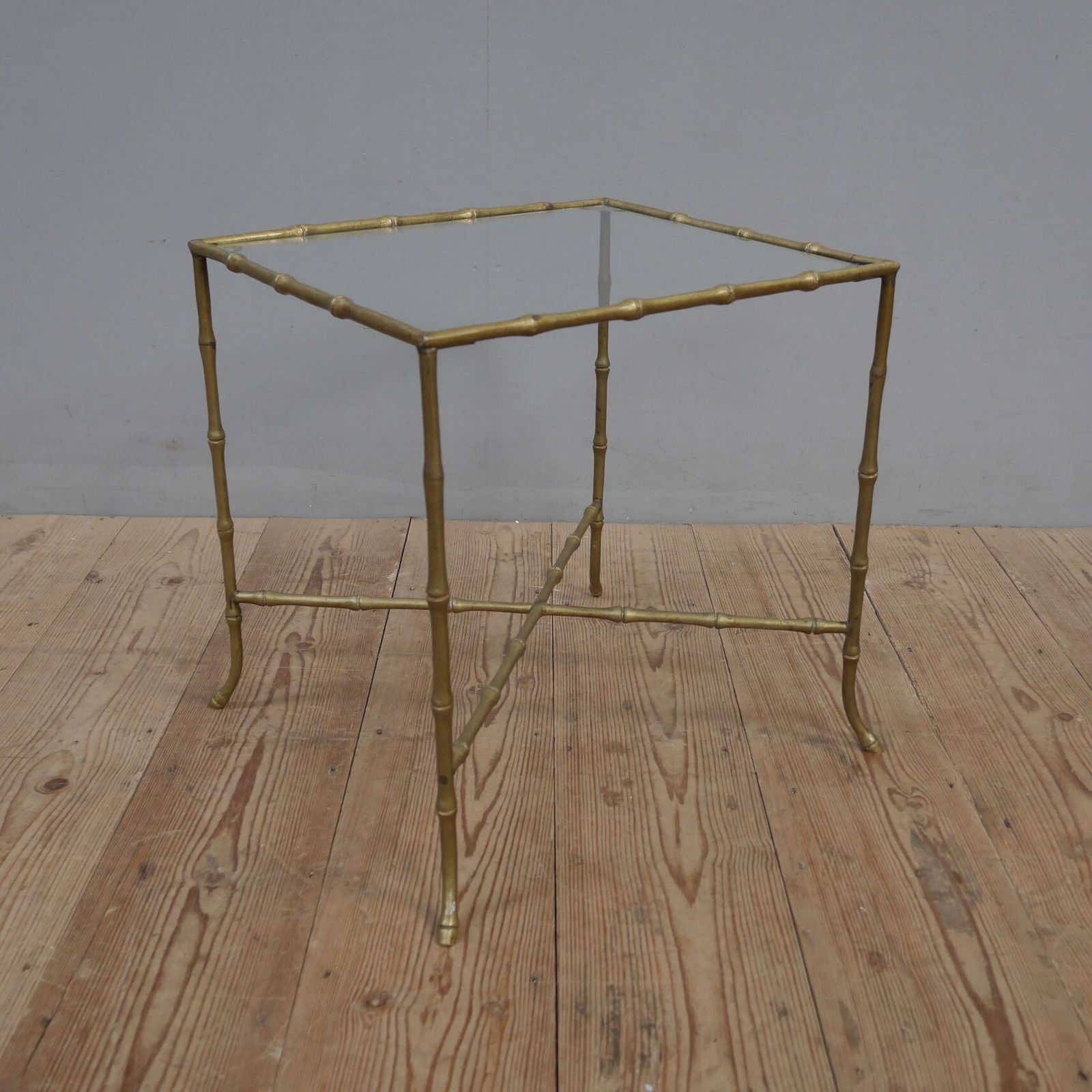 Maison Bagues Faux Bamboo Brass Side Table photo for sale