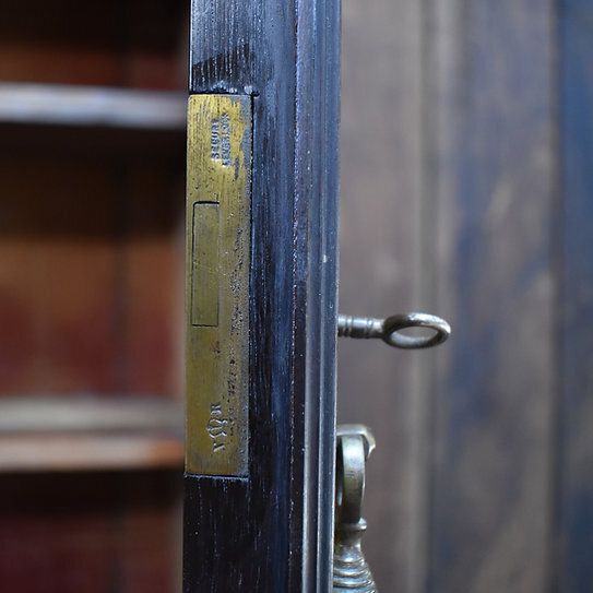 Antique Exquisite Inlaid Rosewood Satinwood Glazed Bookcase Leather Insert Desk photo vintage