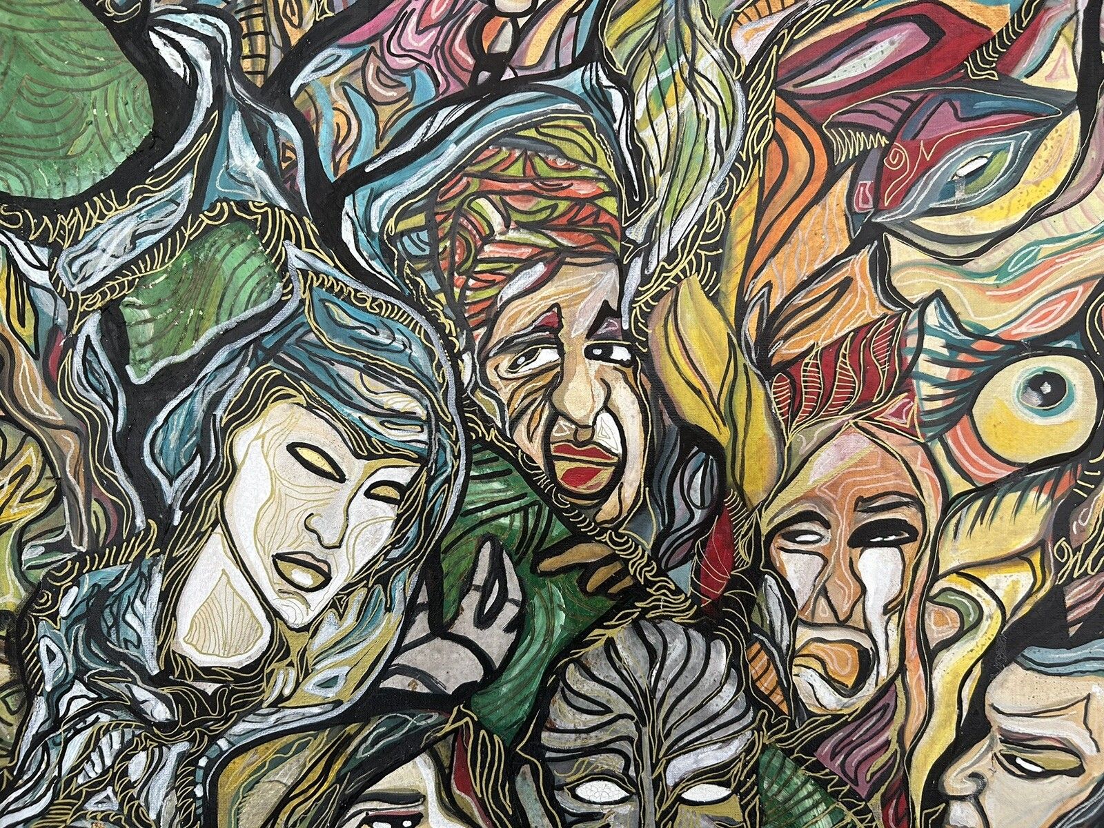 photo furniture Original Acrylic Painting On Canvas, After Hieronymus Bosch By Marilena Fineanno