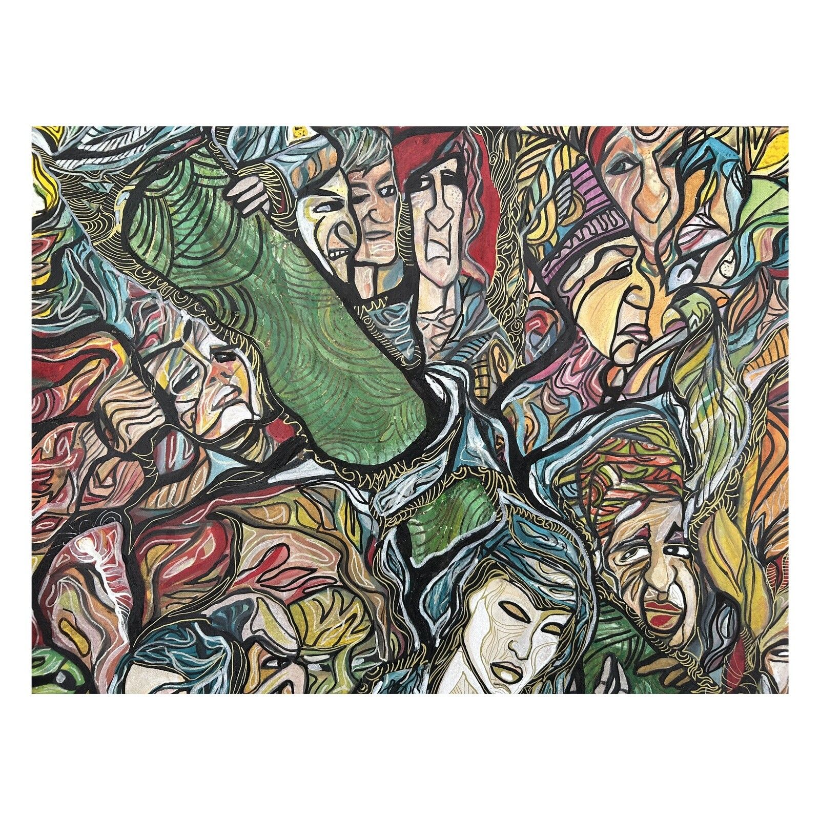 295.0 Original Acrylic Painting On Canvas, After Hieronymus Bosch By Marilena Fineanno photo