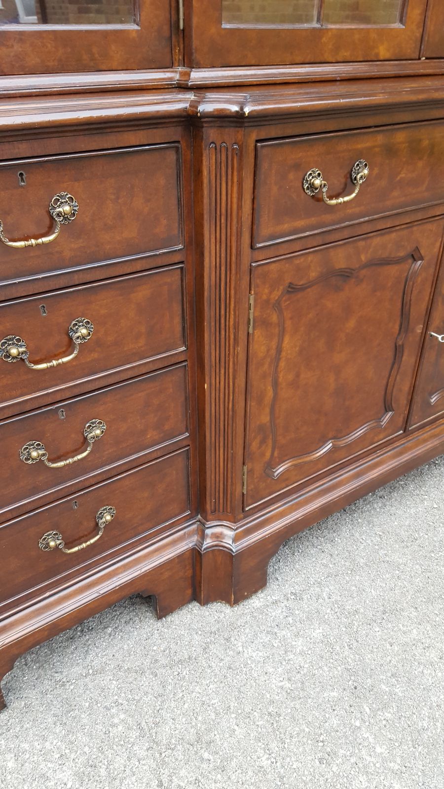 Brights Of Nettlebed Burr Walnut Secretaire Breakfront Library Bookcase photo vinterior