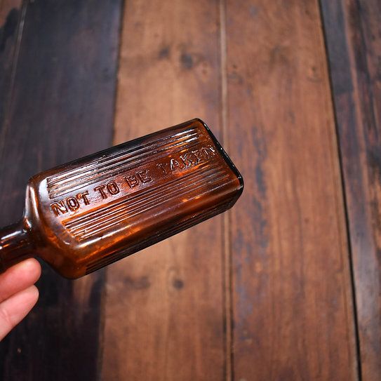 Antique Victorian Apothecary Not To Be Taken Poison Brown Glass Bottle Set Of 4 photo for sale