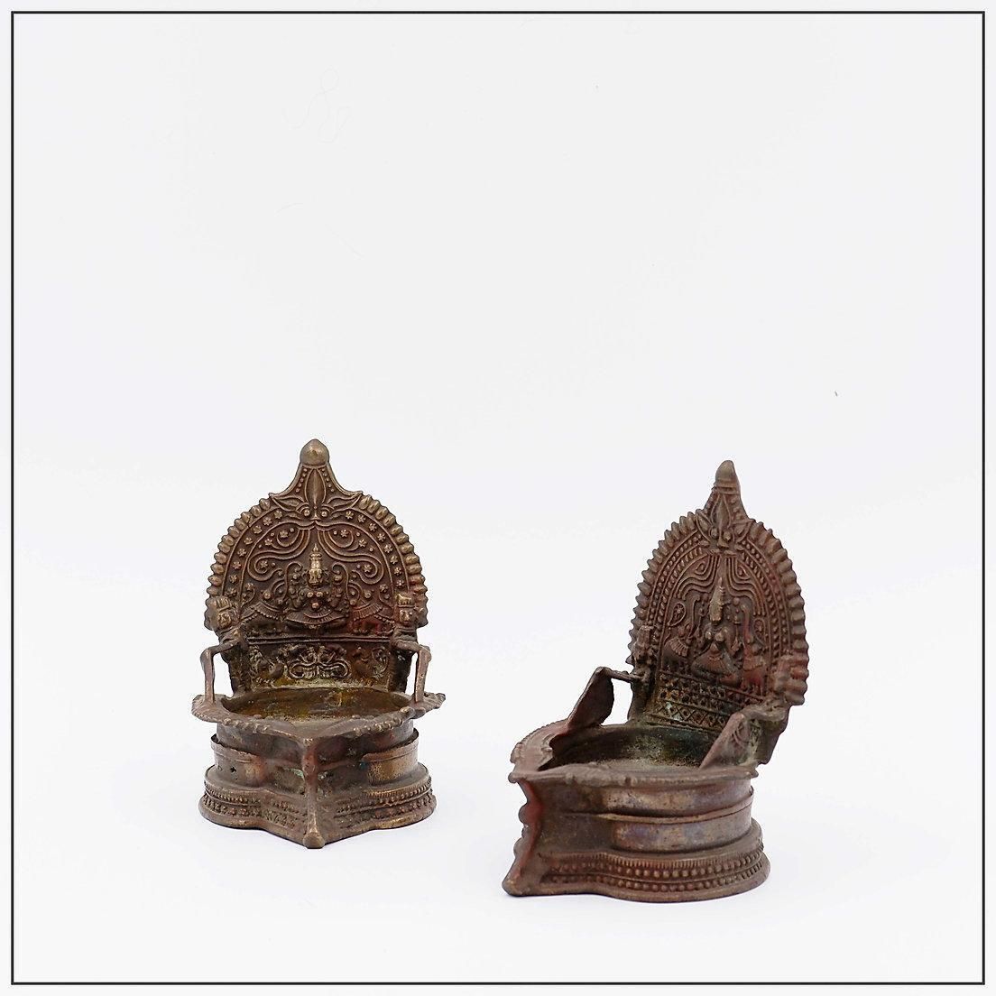 photo furniture Lakshmi Antique Bronze Oil Lamps, Hindu Art, India, 20th Century
