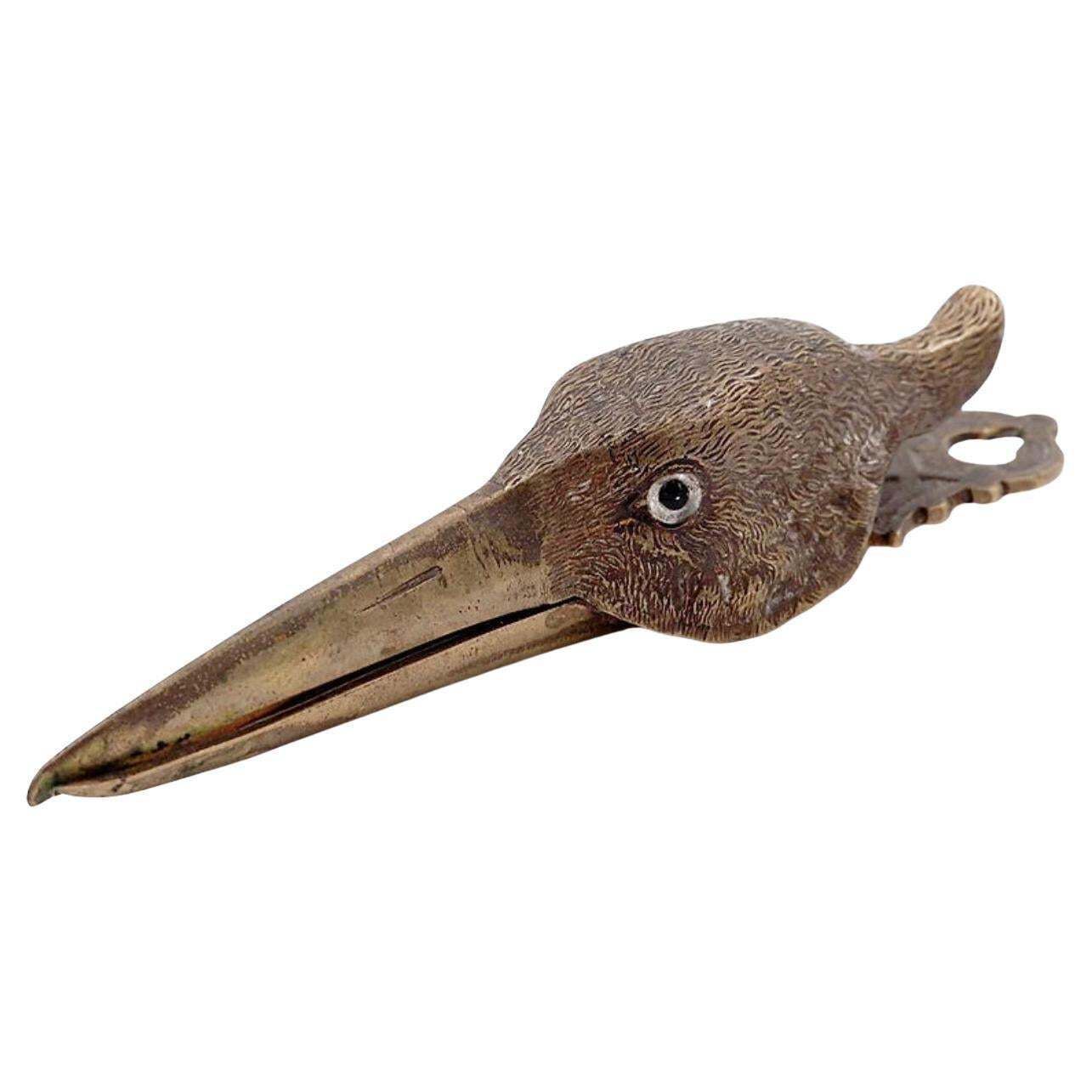 Cast Gilt Brass Paper Clip In The Form Of A Snipe   Circa 1900