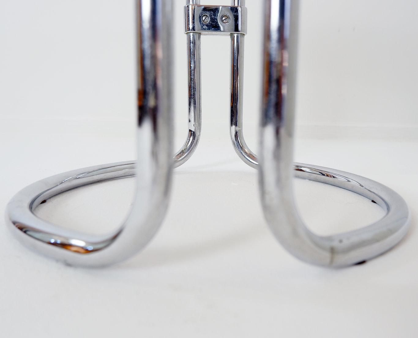 photo for sale Bathroom Stool By Keuco Tubular Chrome & Powder Pink Plastic, 1980s
