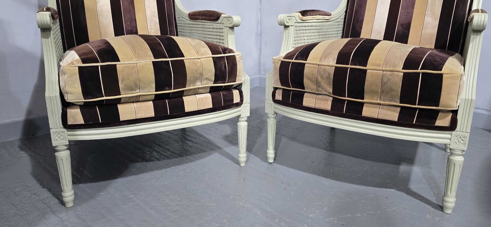photo for sale Super Pair French Bergere Armchairs