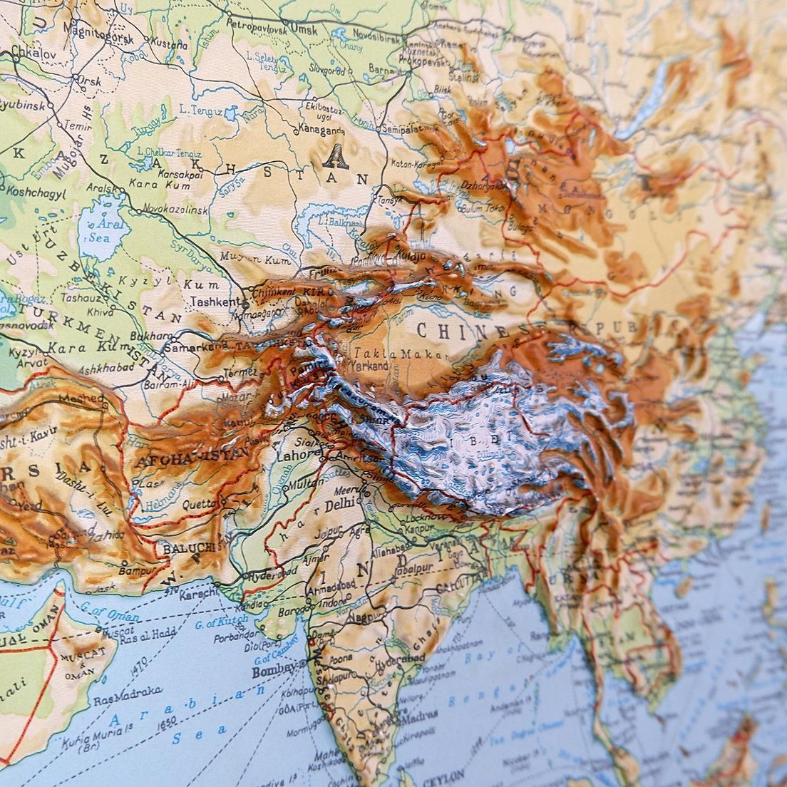 George Philip's Large Relief Map Of The World 150x110cm photo vintage