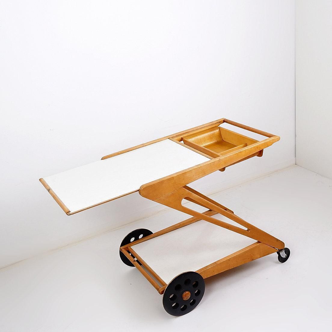 photo vintage "Mobilo Pe03" Serving Trolley By Cees Braakman For Pastoe, 1950s