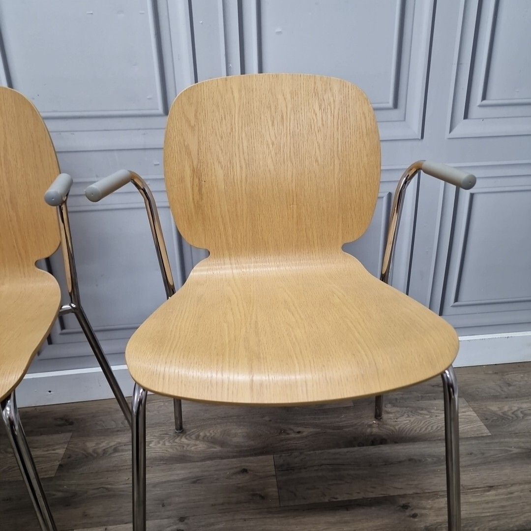 Retro Pair X2 Ikea Dietmar Chrome Mid Century Style Arm Office Desk Chairs Seat photo 140.0