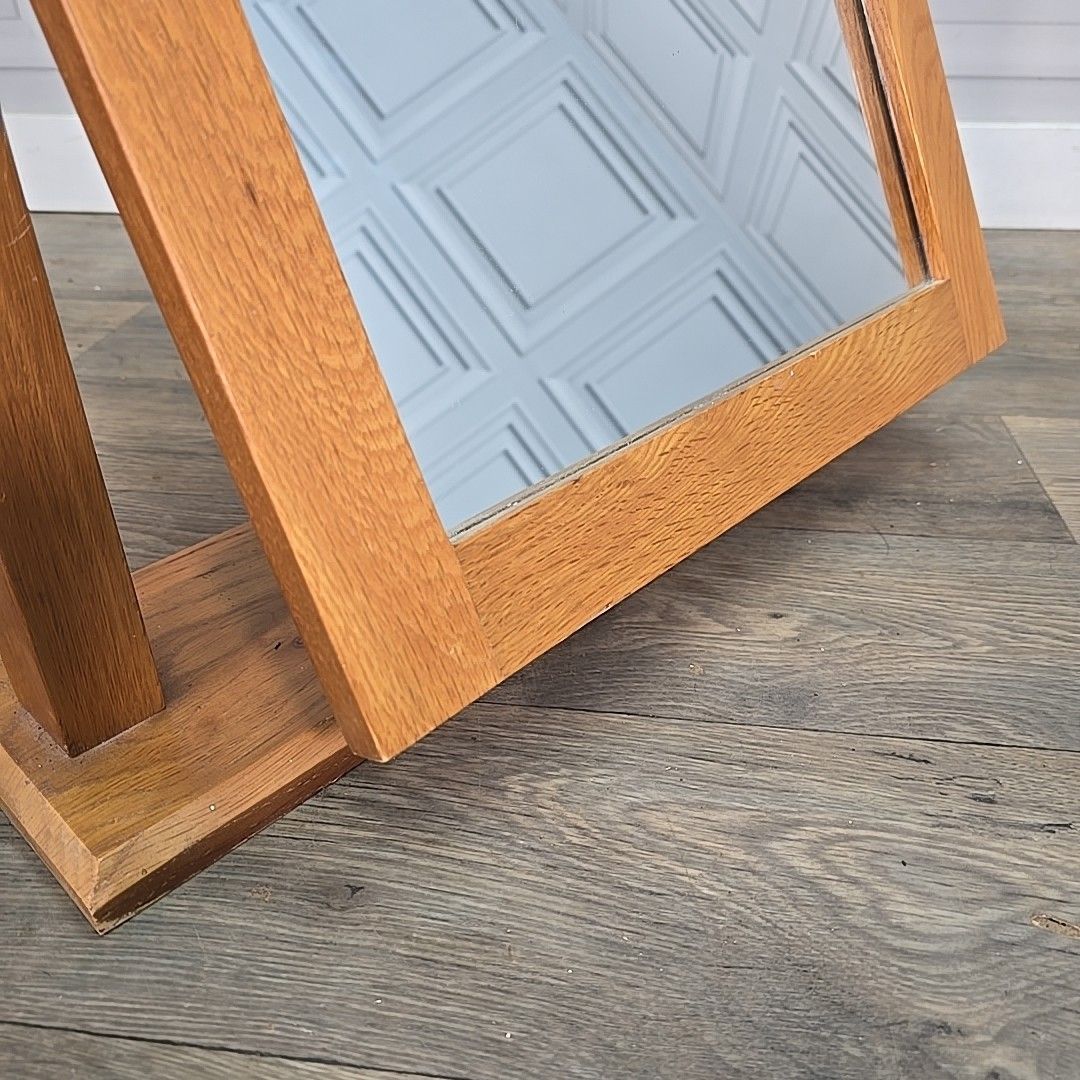 Table Top Solid Oak Wooden Dressing Swing Mirror Contemporary Toilet Bedroom photo 60.0
