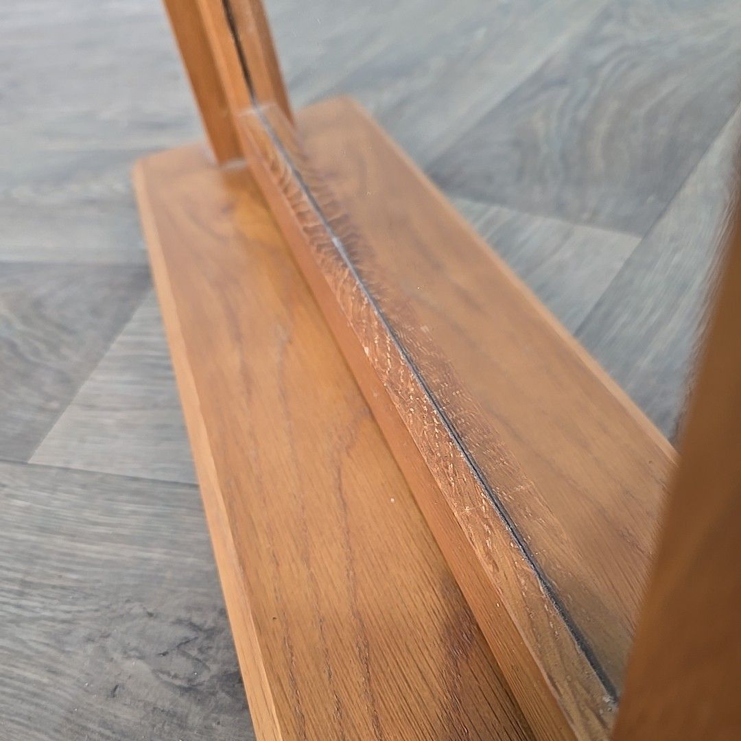 photo vintage Table Top Solid Oak Wooden Dressing Swing Mirror Contemporary Toilet Bedroom