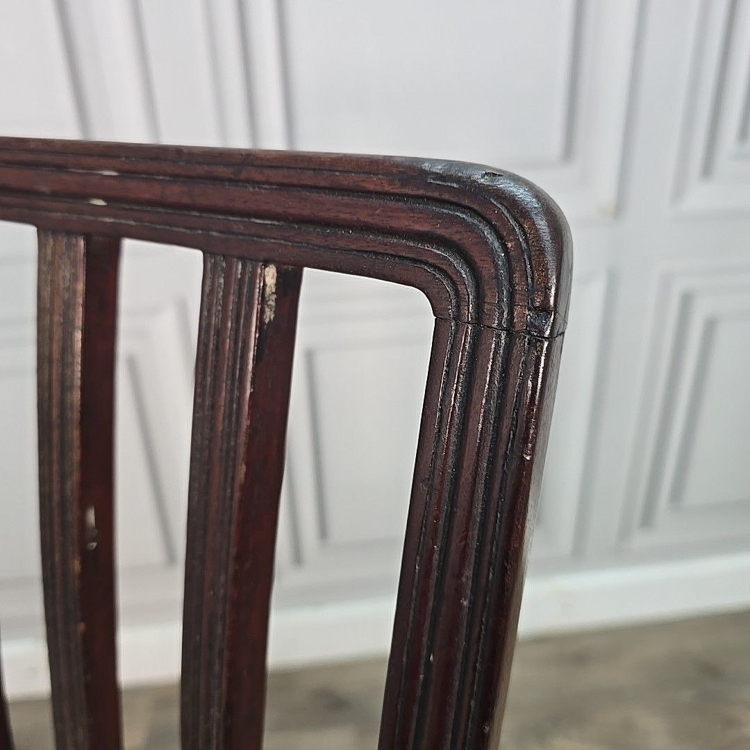 photo vinterior Antique Edwardian Mahogany Chair Reeded Slat Back Bedroom Desk Office Hall Wood