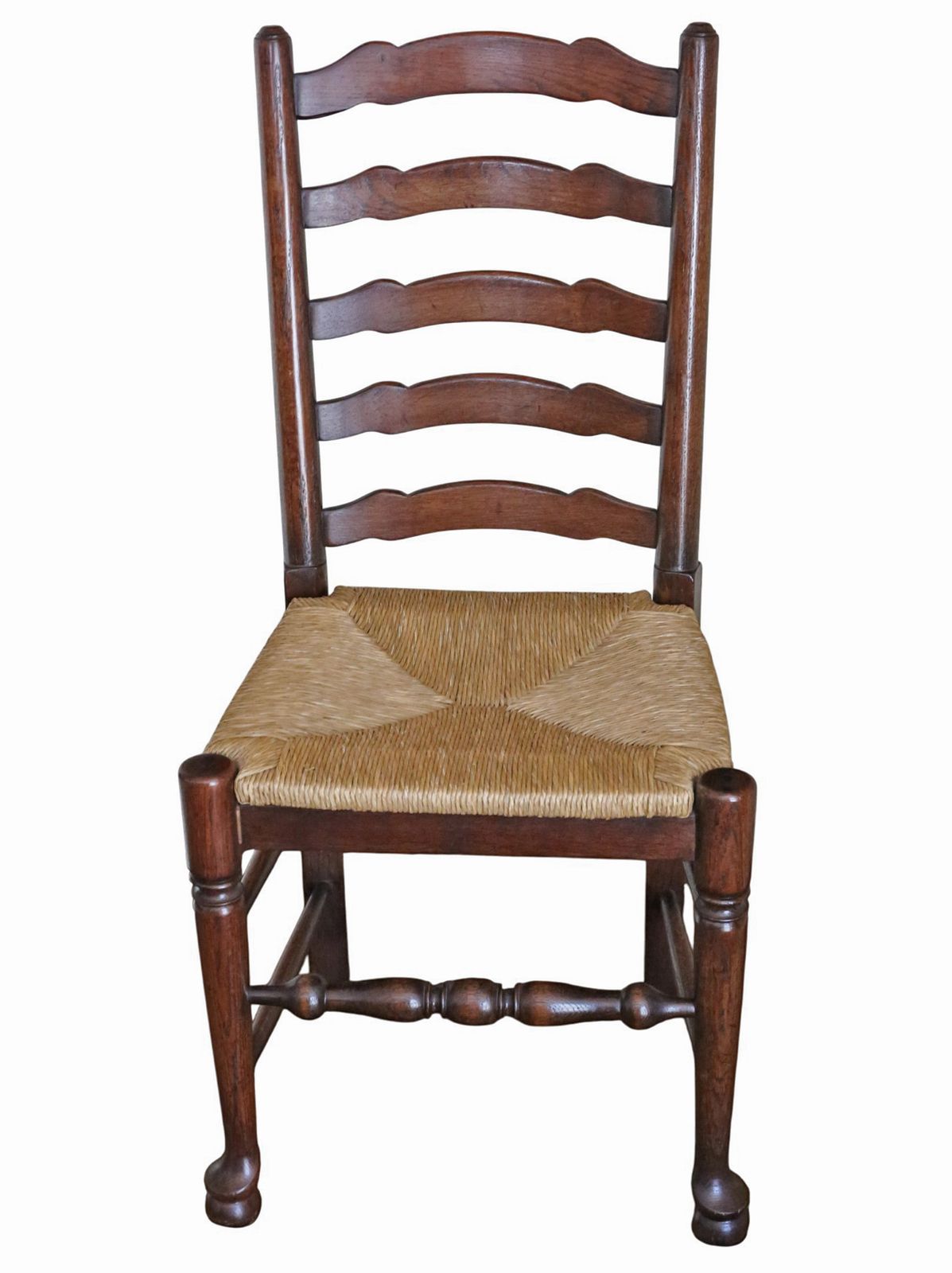 Vintage Retro Set Of 8 (6 + 2) Ladder Back Dining Chairs With Wicker Seats photo for sale