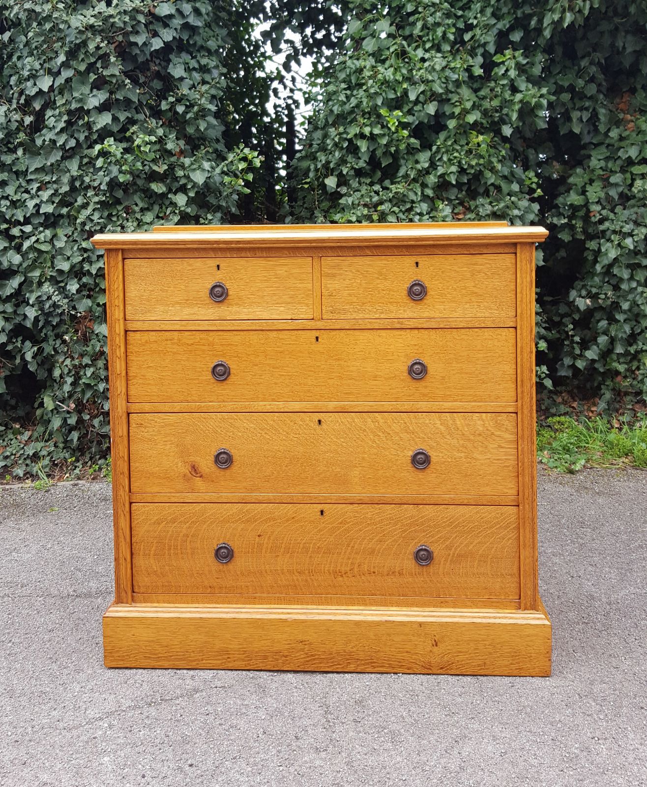 Superb Antique Large Golden Oak Chest Of Five Drawers photo furniture