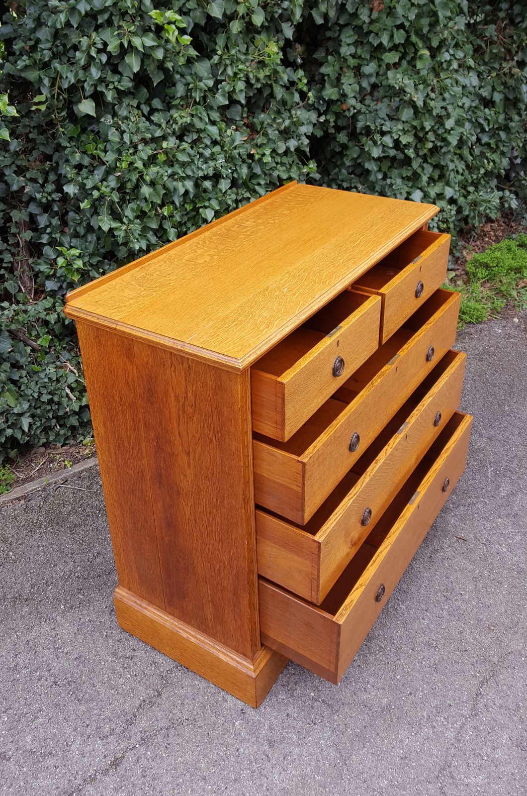 Superb Antique Large Golden Oak Chest Of Five Drawers photo 875.0