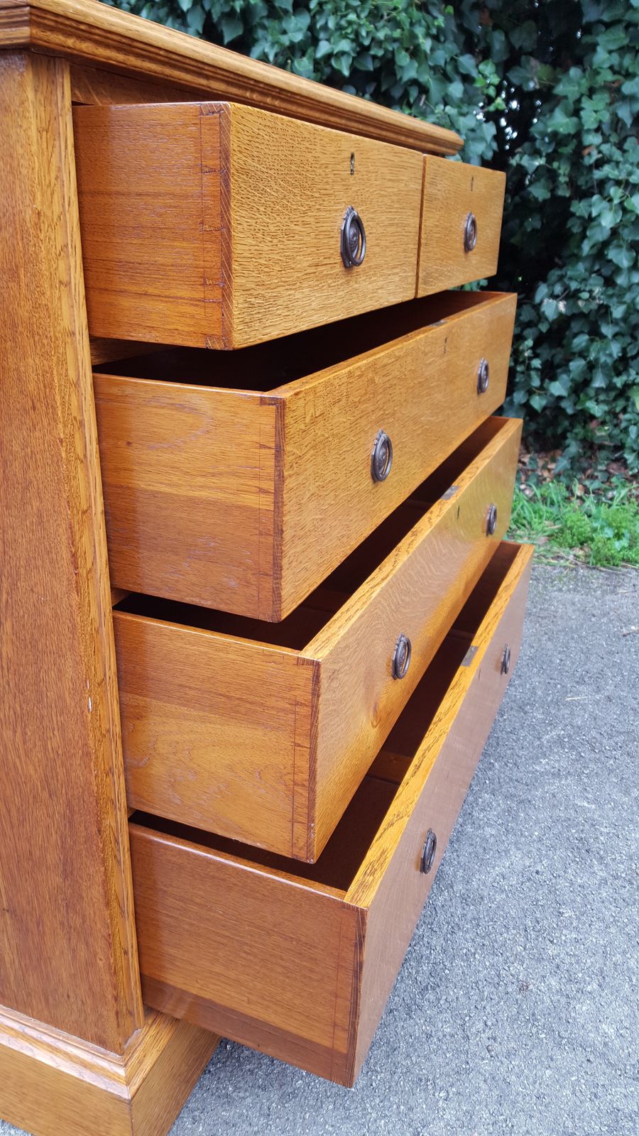 Superb Antique Large Golden Oak Chest Of Five Drawers photo buy