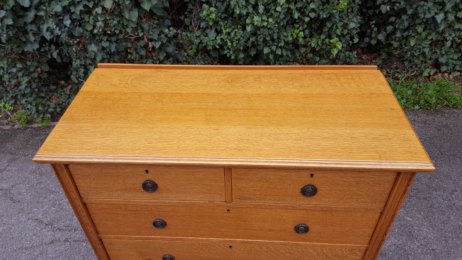 photo furniture Superb Antique Large Golden Oak Chest Of Five Drawers