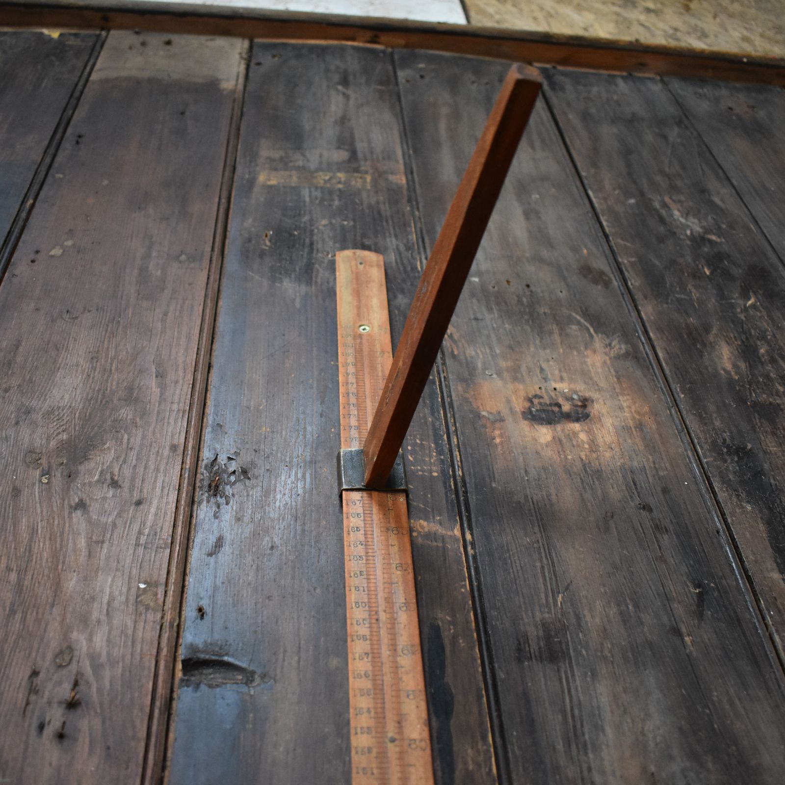 Antique 1900s Boxwood And Brass 6 Foot Doctors Nurse Measuring Height Stick photo vintage