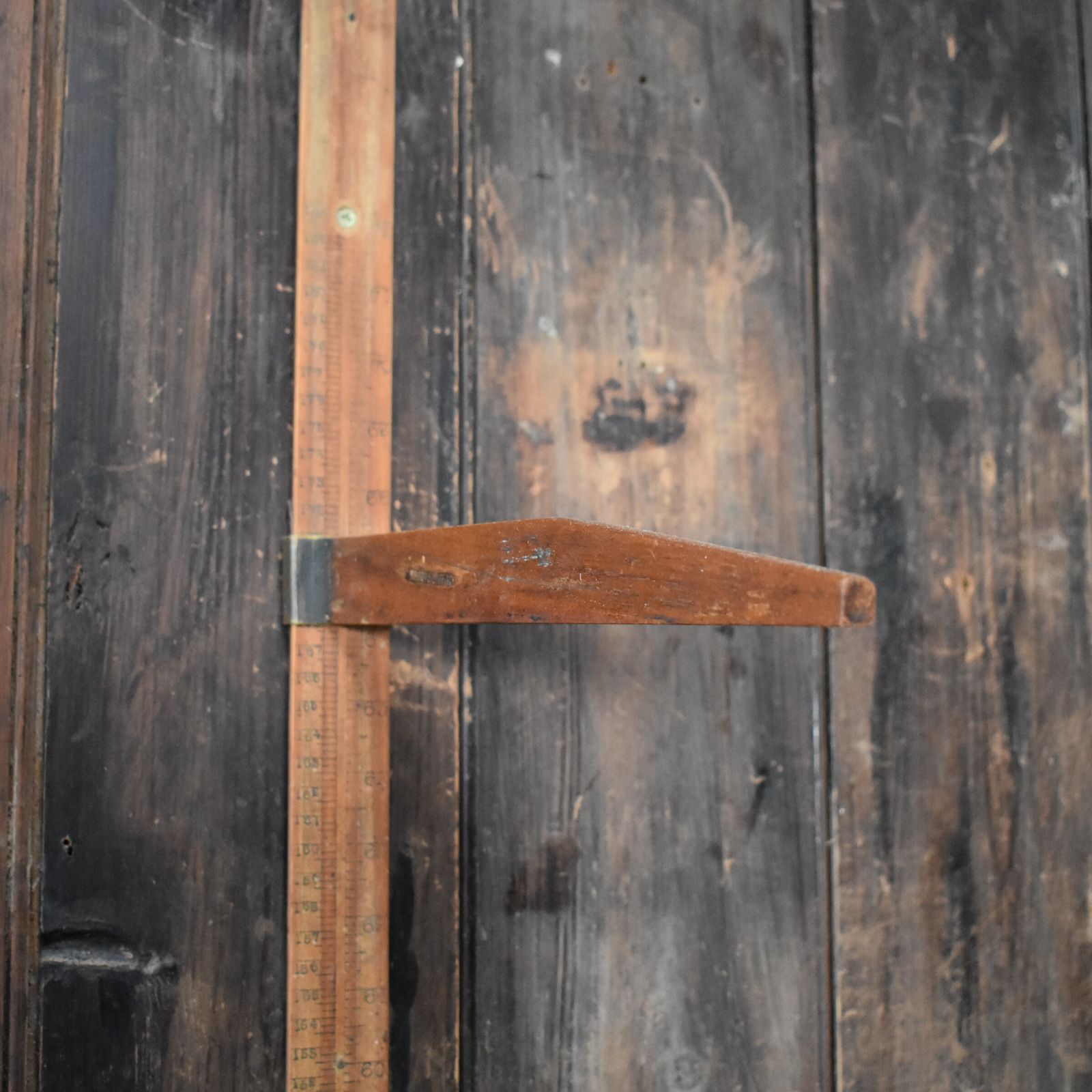 photo furniture Antique 1900s Boxwood And Brass 6 Foot Doctors Nurse Measuring Height Stick